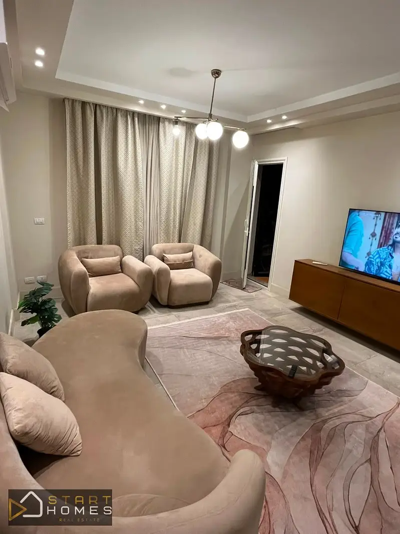 Furnished apartment for rent in Rehab City, 9th phase, ground floor with garden