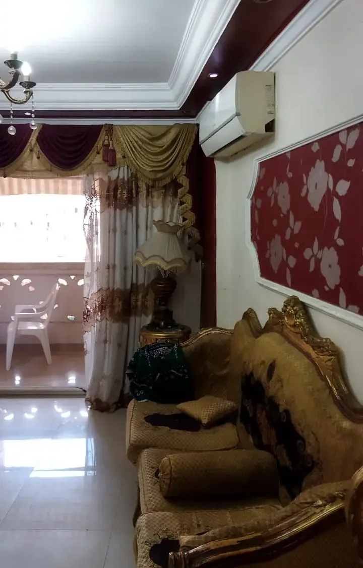 Furnished apartment in Smouha, 2 bedrooms, reception, near Zahran Mall and the club, 8th floor