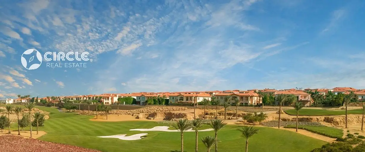 First row on the golf, semi-furnished villa for rent in Uptown Cairo