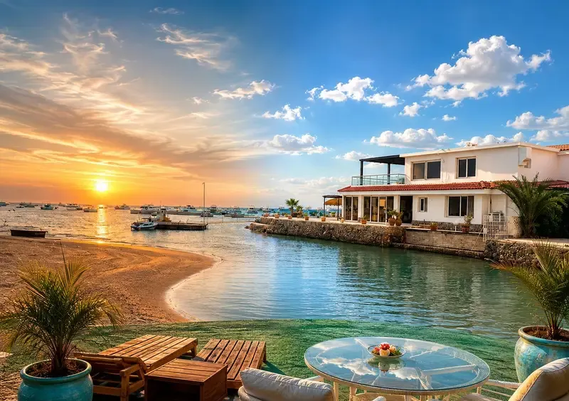 Luxurious villa for daily rent in the heart of Hurghada, on the sea and the tourist promenade