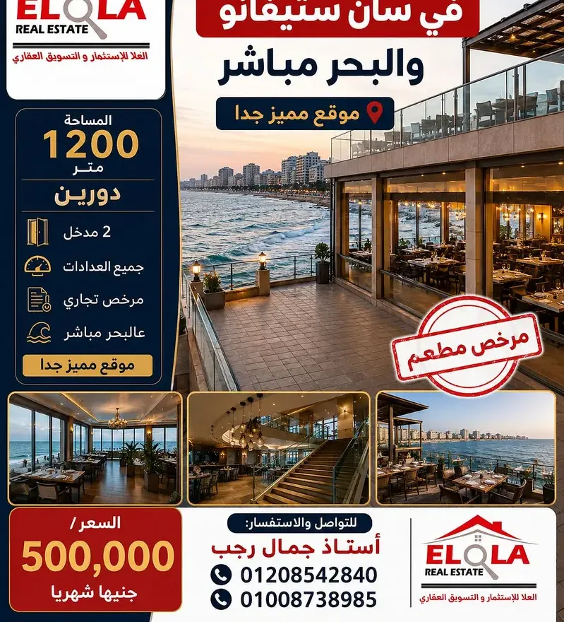 Shop for rent in San Stefano, direct sea view, 1200 sqm