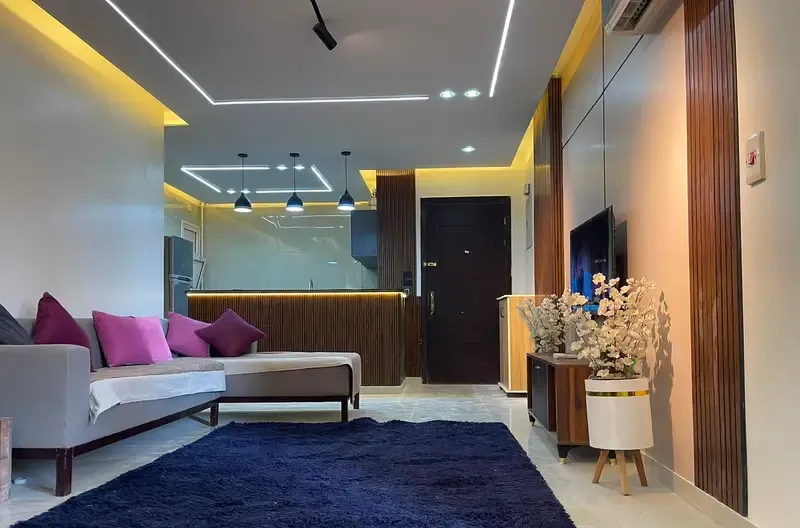 Furnished apartment for rent in Madinaty with wide garden view