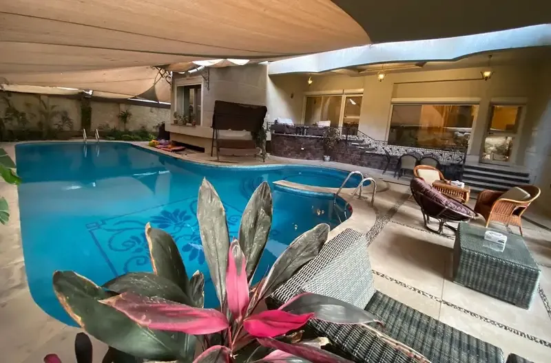 Furnished apartment for rent in 5th Settlement with pool and garden