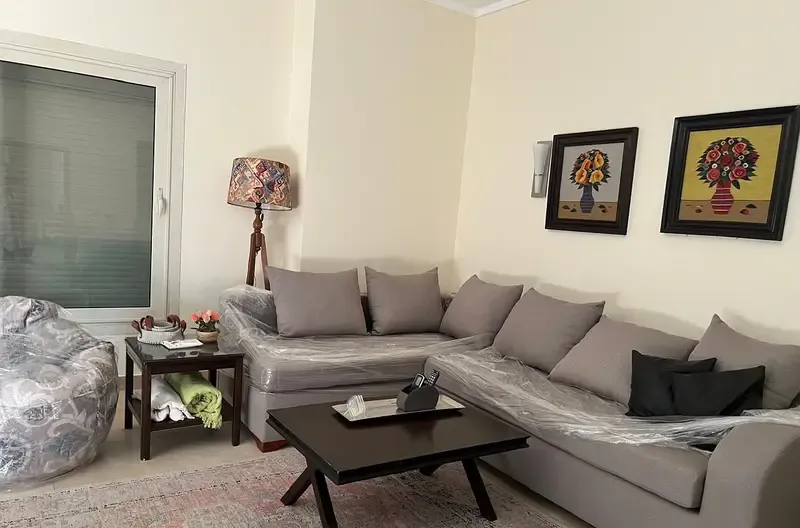 Furnished ground floor apartment with garden for rent in New Cairo