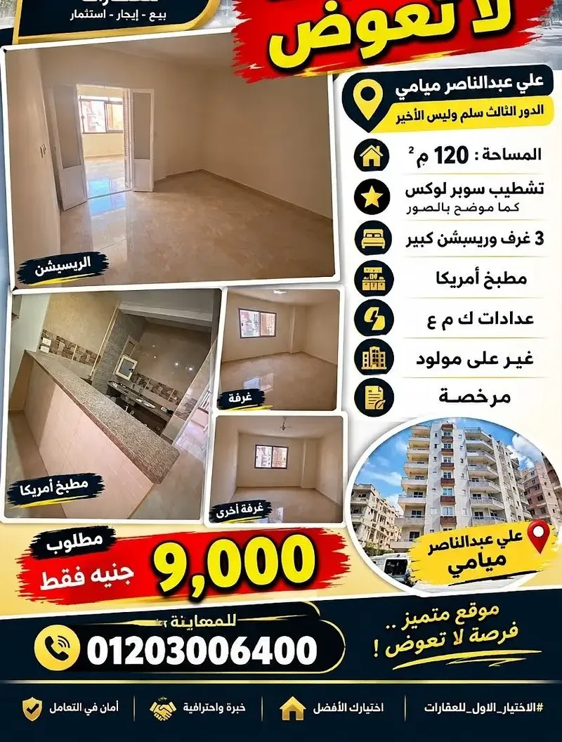 Apartment for rent in Miami on Abdel Nasser Street