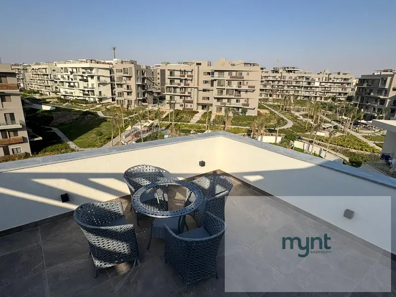 Furnished studio with a wide garden view for rent in Sodic Villette