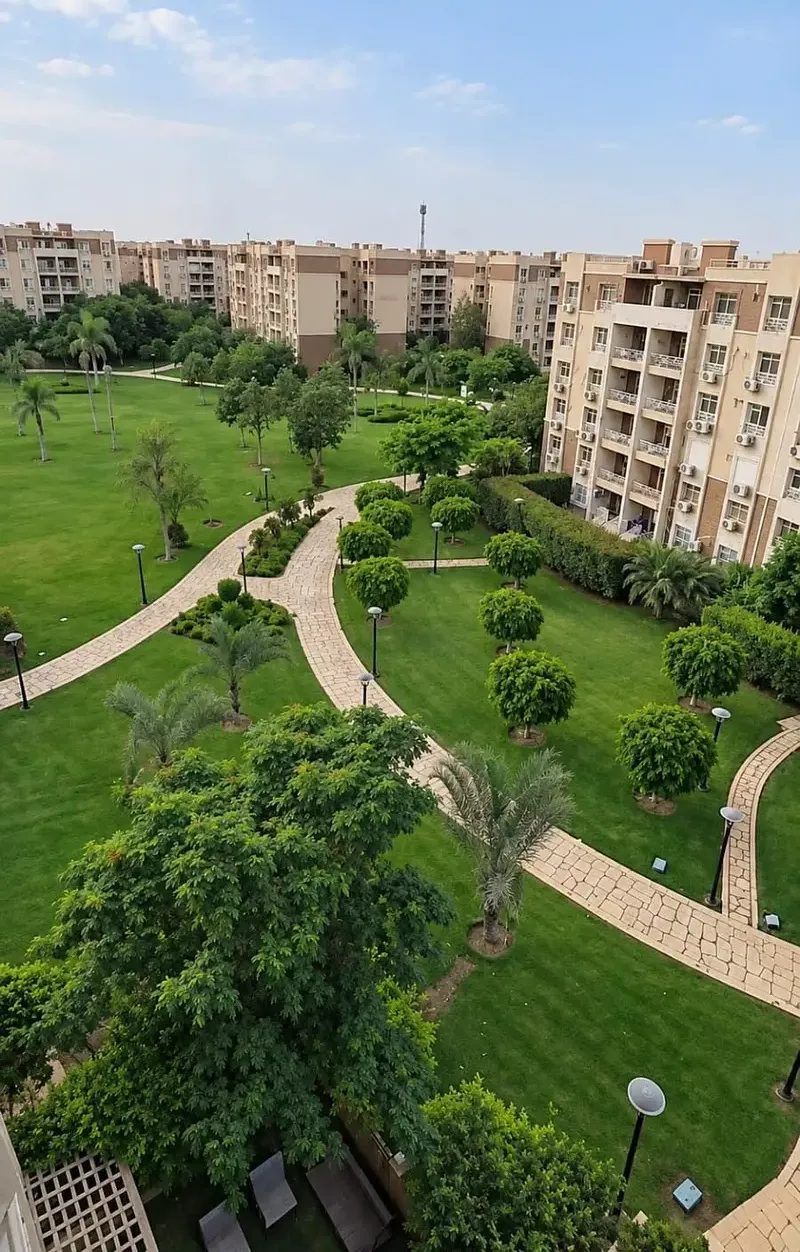 Furnished apartment for rent in Madinaty B7, wide garden view