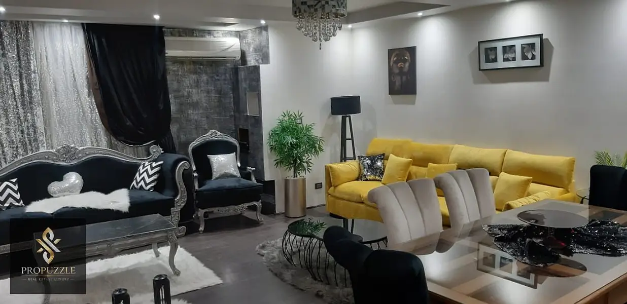 Furnished hotel apartment in Rehab City, ground floor with garden