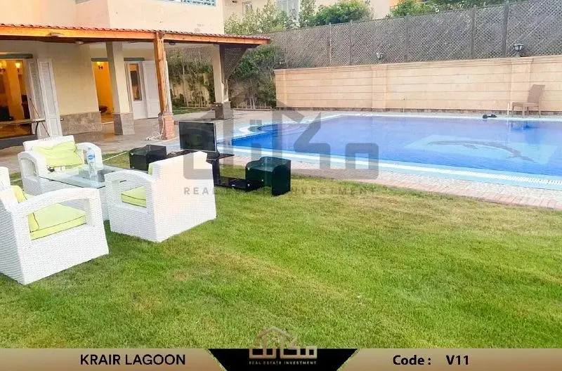Air-conditioned villa for rent in Krair Lagoon village with a private pool