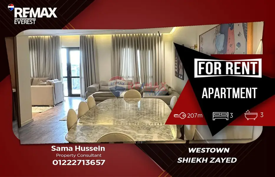Furnished Apartment for Rent in Westown Sodic Compound - Sheikh Zayed