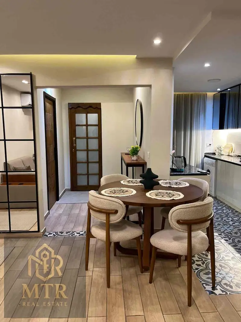 Luxurious furnished apartment for rent in Rehab City, ground floor with garden
