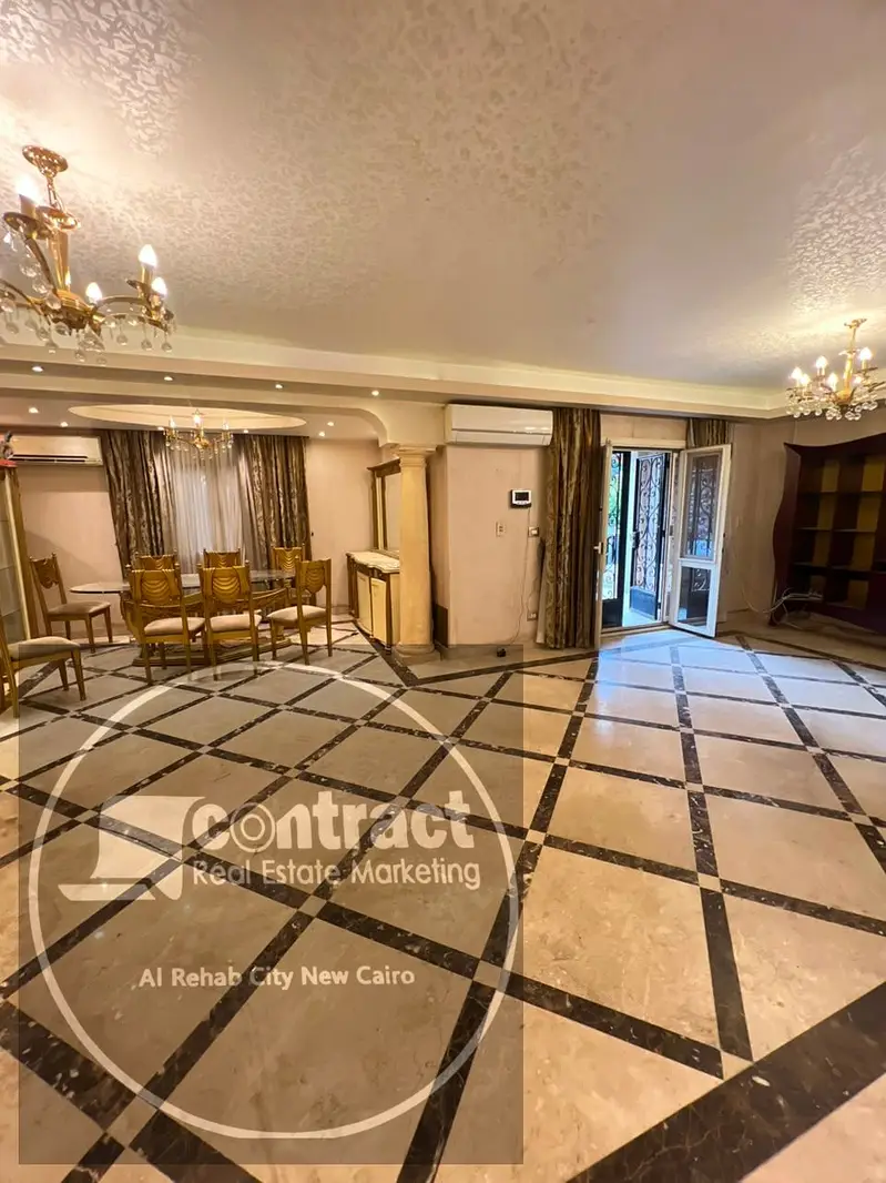 Ground floor apartment with garden for rent in Rehab, New Cairo