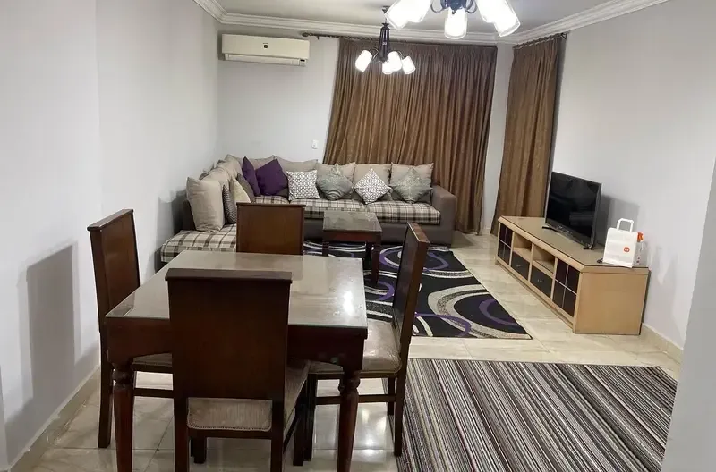 Furnished apartment for rent in Compound Janna Zayed 1 with a private garden