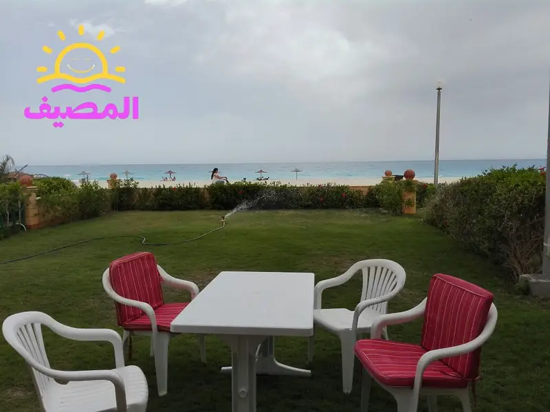 Luxurious 3-bedroom chalet with a private garden directly on the sea in Badr Zahran Village